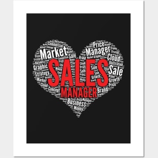 Sales manager Heart Shape Word Cloud Design graphic Posters and Art